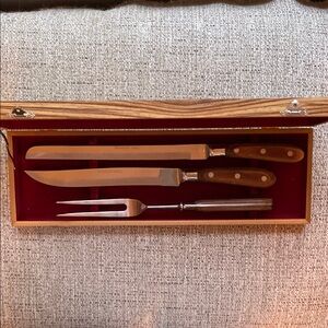 Japanese Stainless Steel Carving Set with Wooden Handles